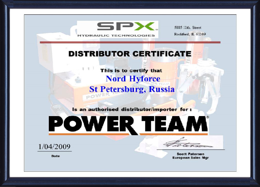 Сертификат PowerTeam 2009