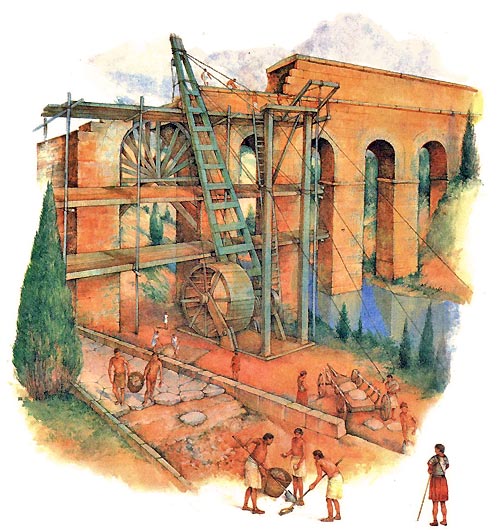 Строительство акведука и дороги во времена Древнего Рима